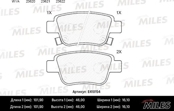 Miles E410154 - Brake Pad Set, disc brake autospares.lv