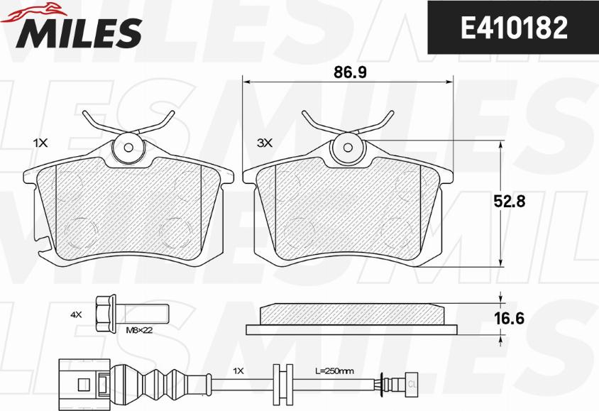 Miles E410182 - Brake Pad Set, disc brake autospares.lv