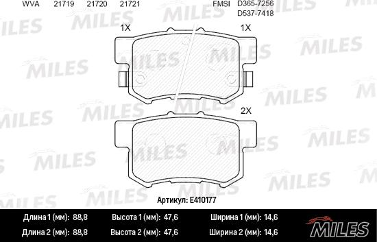 Miles E410177 - Brake Pad Set, disc brake autospares.lv