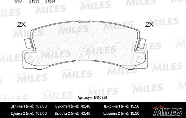 Miles E410351 - Brake Pad Set, disc brake autospares.lv