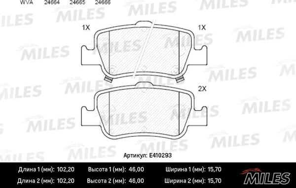 Miles E410293 - Brake Pad Set, disc brake autospares.lv