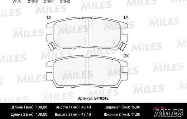 Miles E410242 - Brake Pad Set, disc brake autospares.lv