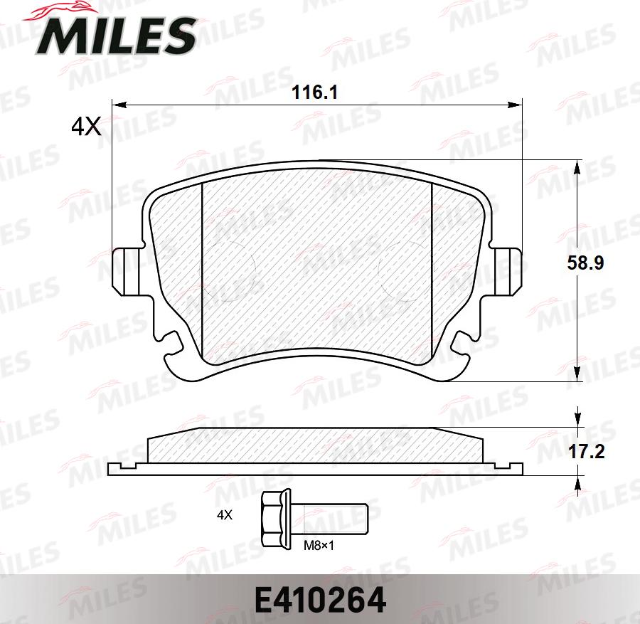 Miles E410264 - Brake Pad Set, disc brake autospares.lv