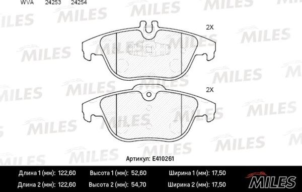 Miles E410261 - Brake Pad Set, disc brake autospares.lv