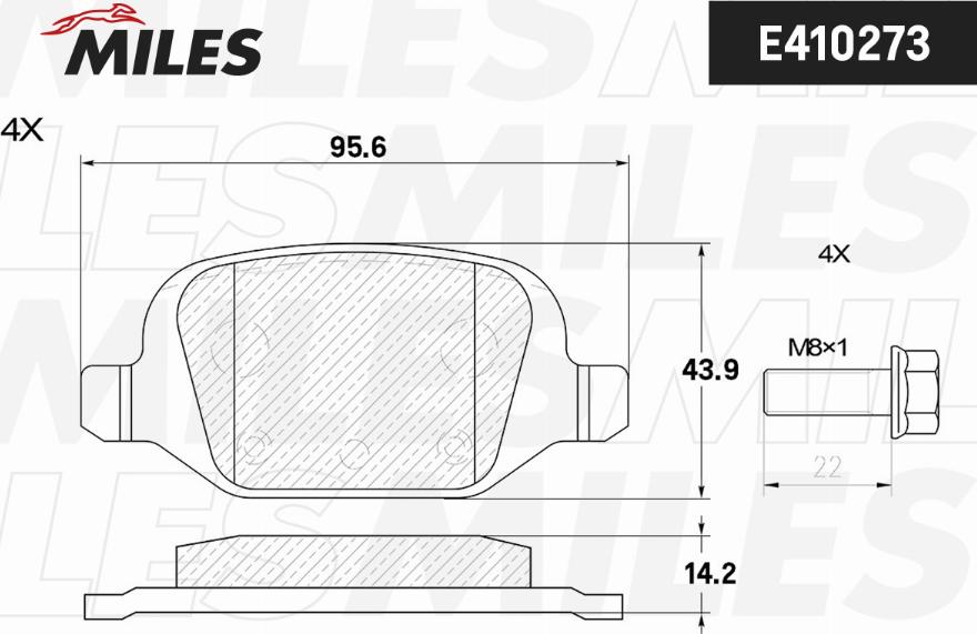 Miles E410273 - Brake Pad Set, disc brake autospares.lv