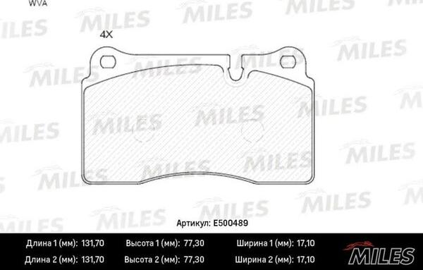 Miles E500489 - Brake Pad Set, disc brake autospares.lv