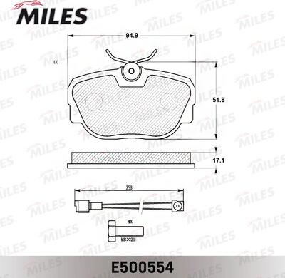 Miles E500554 - Brake Pad Set, disc brake autospares.lv