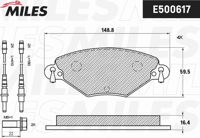 Miles E500617 - Brake Pad Set, disc brake autospares.lv