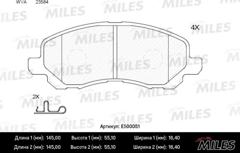 Miles E500051 - Brake Pad Set, disc brake autospares.lv