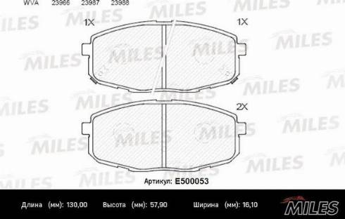Miles E500053 - Brake Pad Set, disc brake autospares.lv