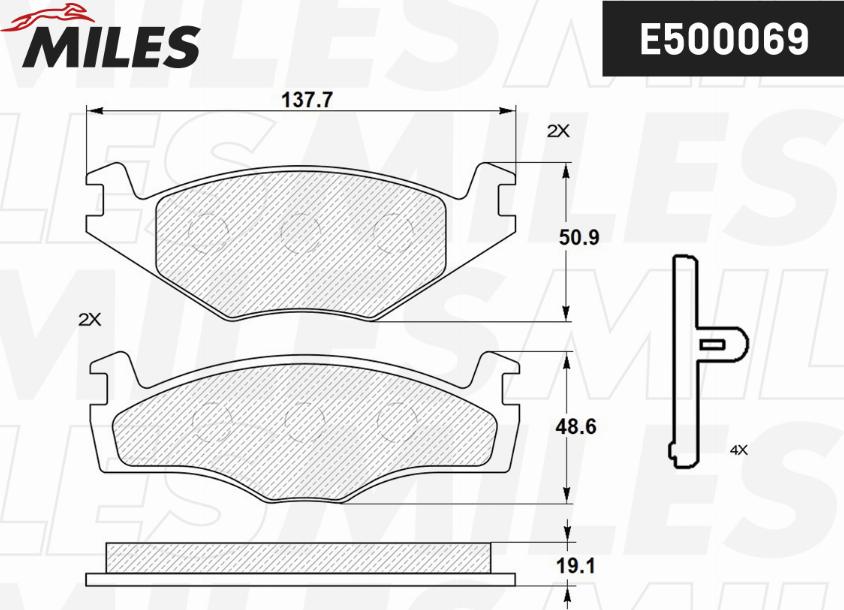 Miles E500069 - Brake Pad Set, disc brake autospares.lv