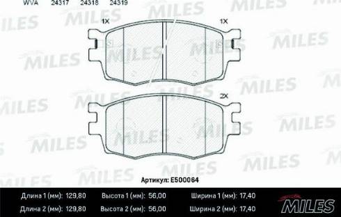 Miles E500064 - Brake Pad Set, disc brake autospares.lv