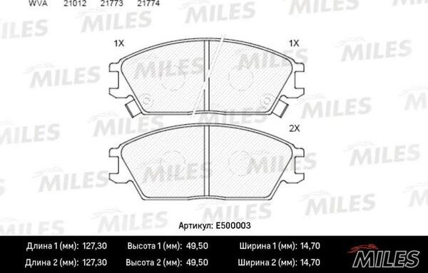 Miles E500003 - Brake Pad Set, disc brake autospares.lv