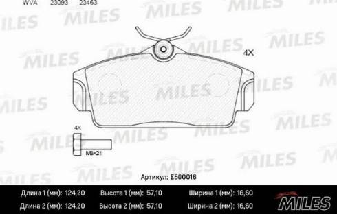 Miles E500016 - Brake Pad Set, disc brake autospares.lv