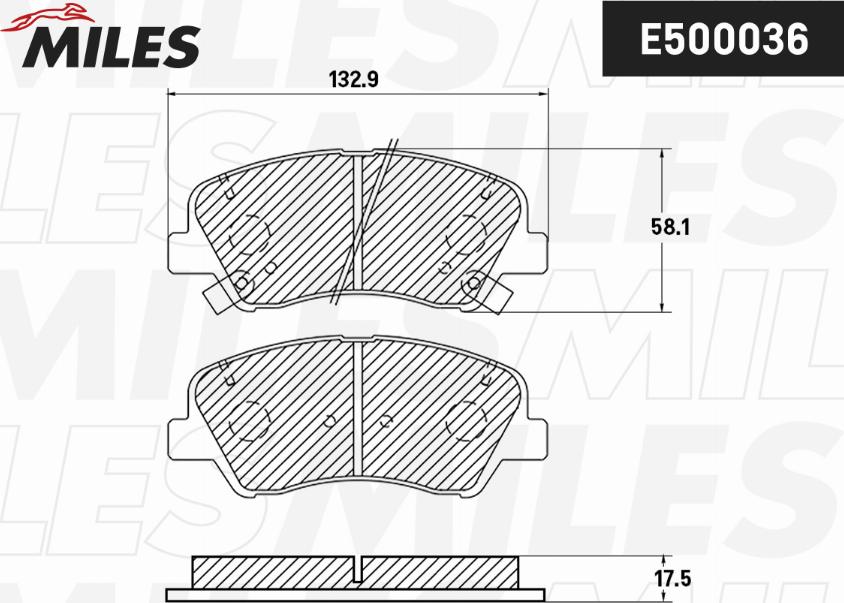 Miles E500036 - Brake Pad Set, disc brake autospares.lv