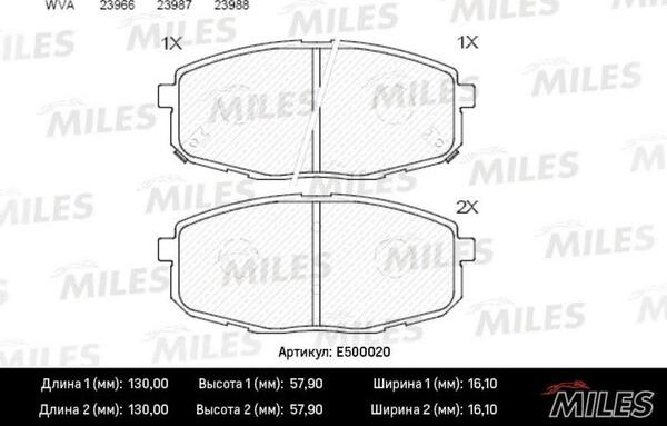 Miles E500020 - Brake Pad Set, disc brake autospares.lv