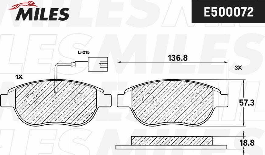 Miles E500072 - Brake Pad Set, disc brake autospares.lv