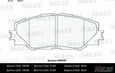 Miles E500147 - Brake Pad Set, disc brake autospares.lv