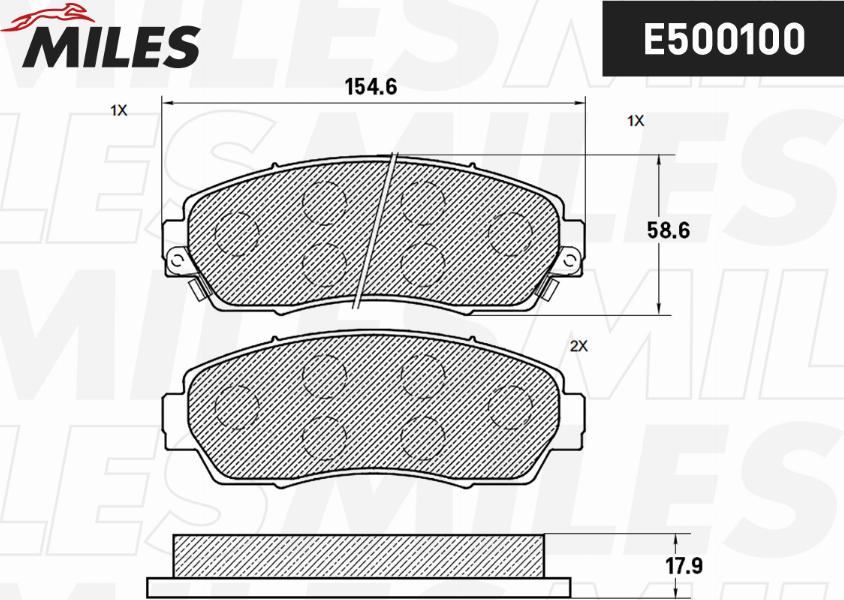 Miles E500100 - Brake Pad Set, disc brake autospares.lv