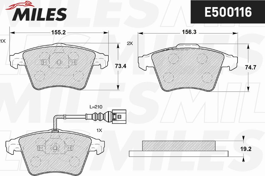 Miles E500116 - Brake Pad Set, disc brake autospares.lv