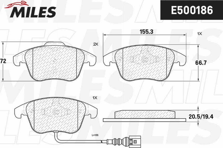 Miles E500186 - Brake Pad Set, disc brake autospares.lv