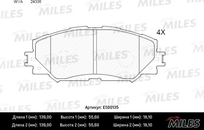 Miles E500135 - Brake Pad Set, disc brake autospares.lv