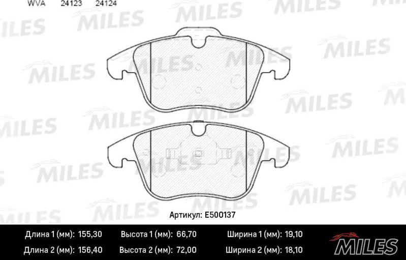 Miles E500137 - Brake Pad Set, disc brake autospares.lv