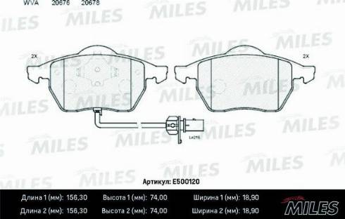 Miles E500120 - Brake Pad Set, disc brake autospares.lv