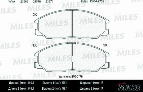 Miles E500179 - Brake Pad Set, disc brake autospares.lv