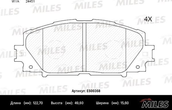 Miles E500358 - Brake Pad Set, disc brake autospares.lv
