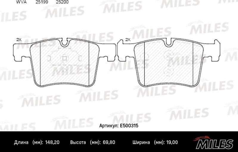 Miles E500315 - Brake Pad Set, disc brake autospares.lv