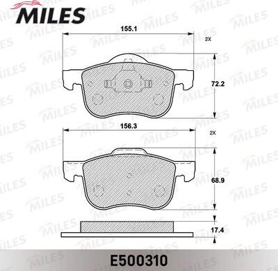 Miles E500310 - Brake Pad Set, disc brake autospares.lv