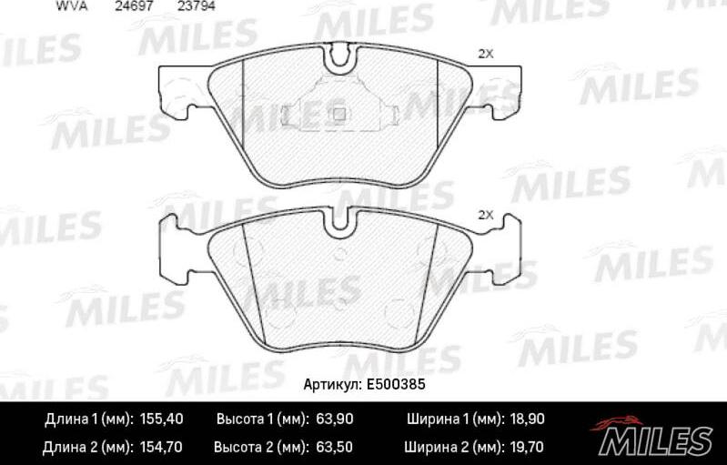 Miles E500385 - Brake Pad Set, disc brake autospares.lv