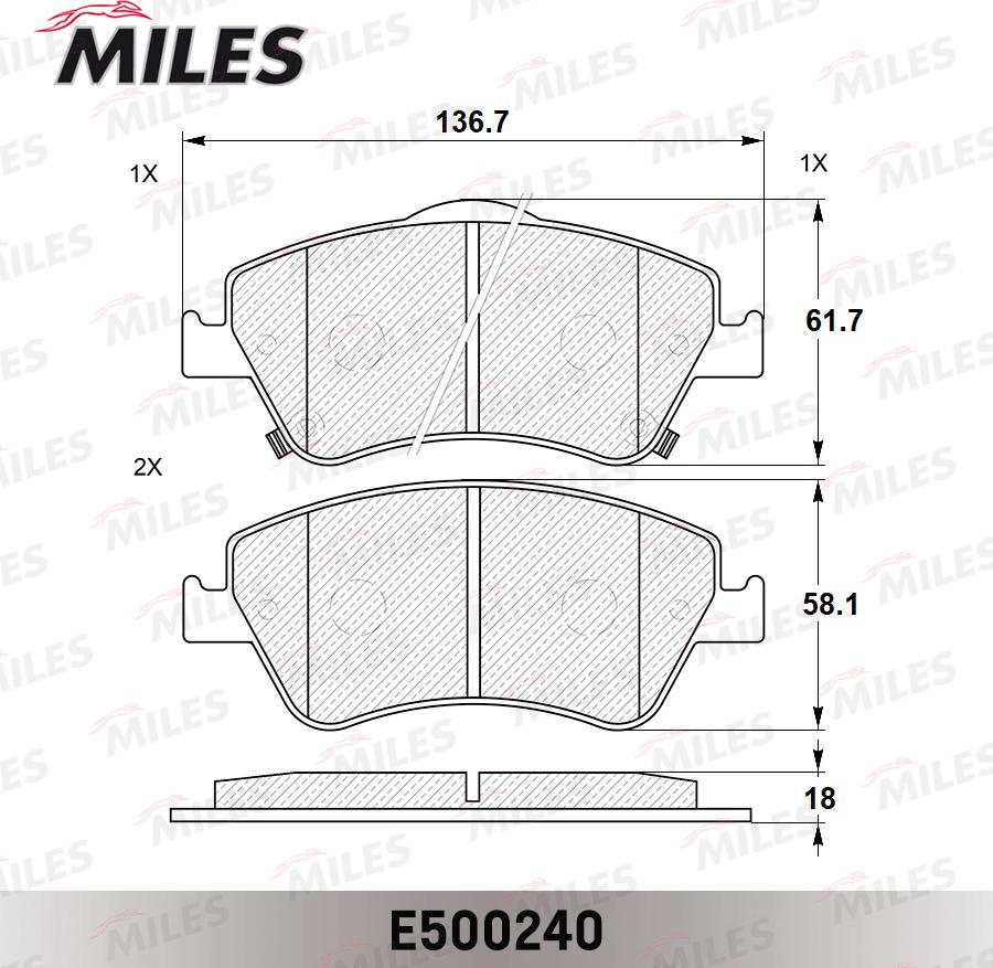 Miles E500240 - Brake Pad Set, disc brake autospares.lv