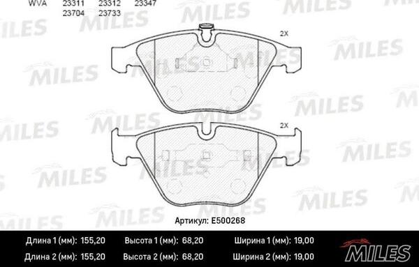 Miles E500268 - Brake Pad Set, disc brake autospares.lv