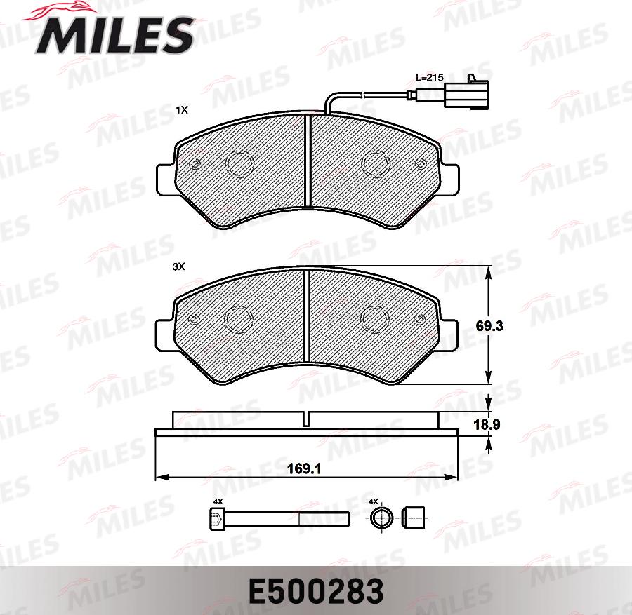 Miles E500283 - Brake Pad Set, disc brake autospares.lv