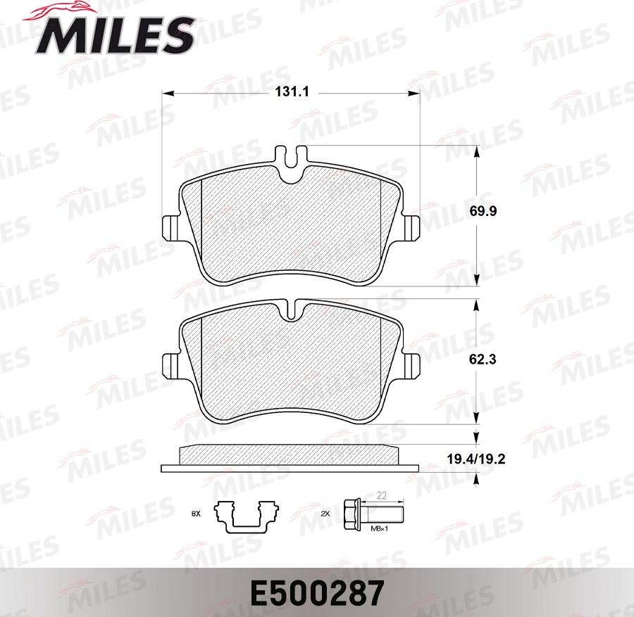 Miles E500287 - Brake Pad Set, disc brake autospares.lv