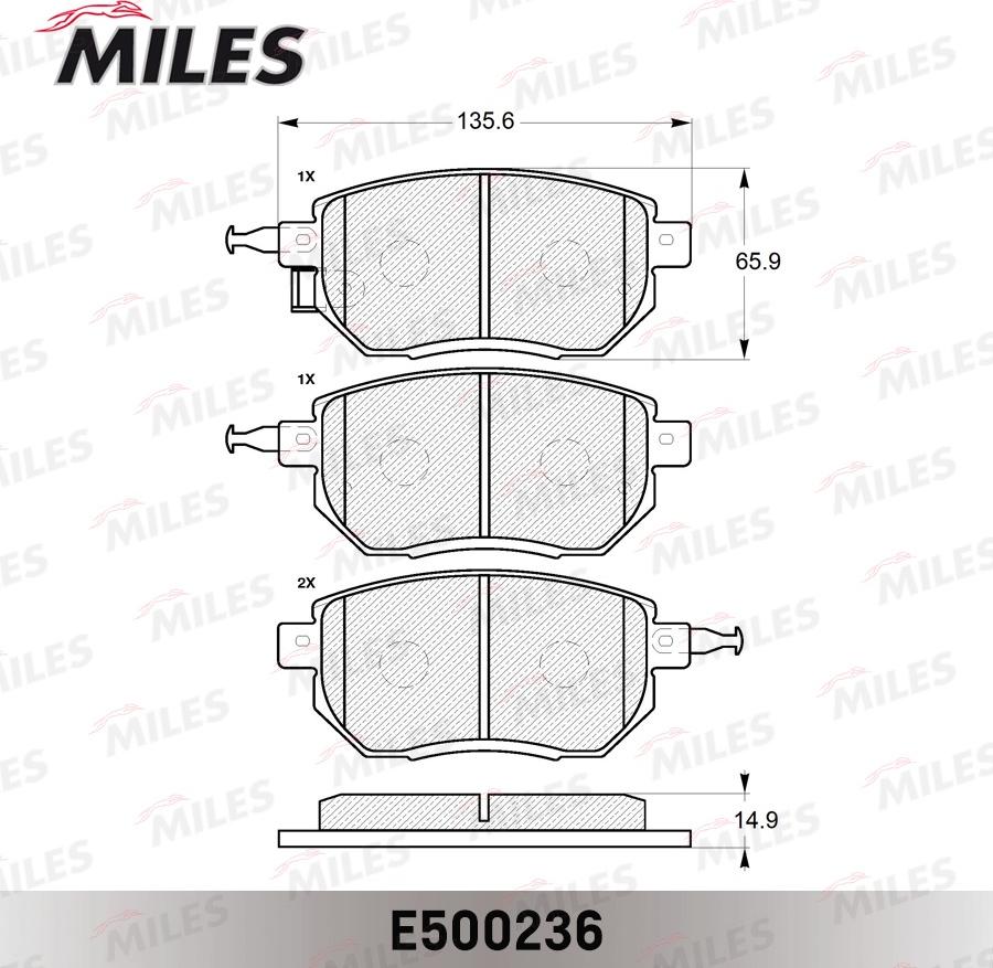 Miles E500236 - Brake Pad Set, disc brake autospares.lv