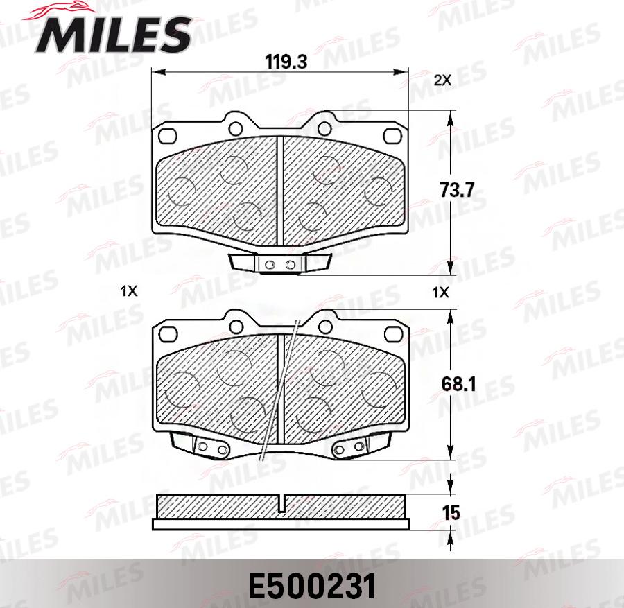 Miles E500231 - Brake Pad Set, disc brake autospares.lv