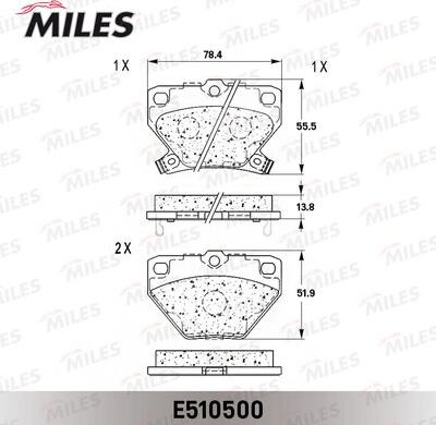 Miles E510500 - Brake Pad Set, disc brake autospares.lv