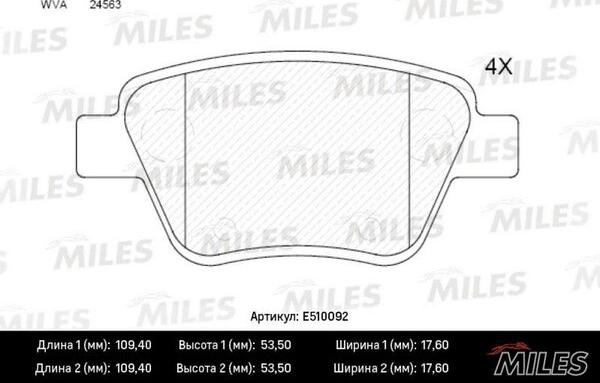 Miles E510092 - Brake Pad Set, disc brake autospares.lv