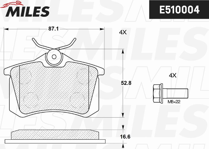 Miles E510004 - Brake Pad Set, disc brake autospares.lv