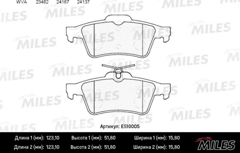 Miles E510005 - Brake Pad Set, disc brake autospares.lv