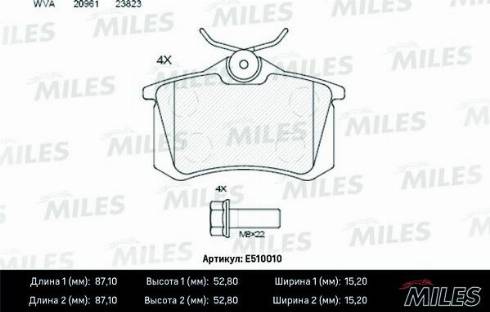 Miles E510010 - Brake Pad Set, disc brake autospares.lv