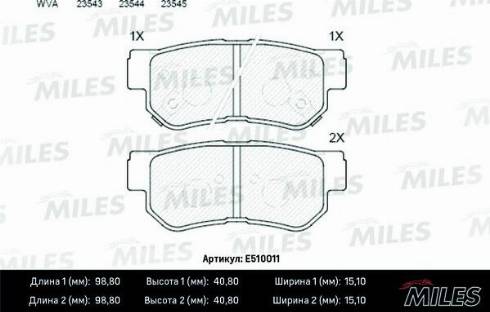 Miles E510011 - Brake Pad Set, disc brake autospares.lv