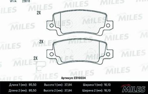 Miles E510034 - Brake Pad Set, disc brake autospares.lv