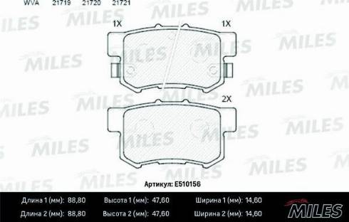 Miles E510156 - Brake Pad Set, disc brake autospares.lv