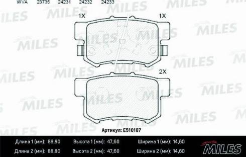 Miles E510187 - Brake Pad Set, disc brake autospares.lv