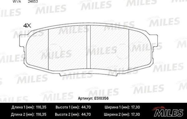 Miles E510356 - Brake Pad Set, disc brake autospares.lv