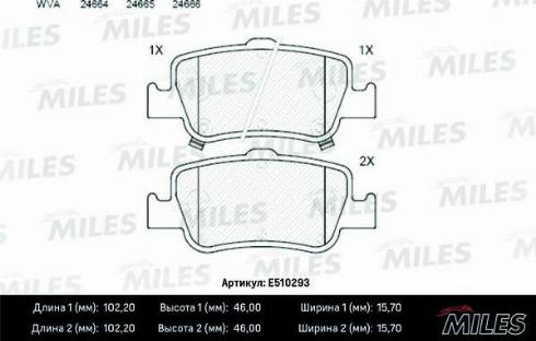 Miles E510293 - Brake Pad Set, disc brake autospares.lv